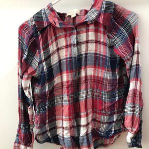 Pink plaid button up shirt